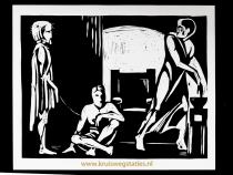 Zwart-wit lino (GK4 ) | Veertien lino afbeeldingen, vervaardigd rond 1930